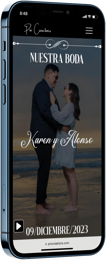 Mockup de un teléfono con una invitación para boda