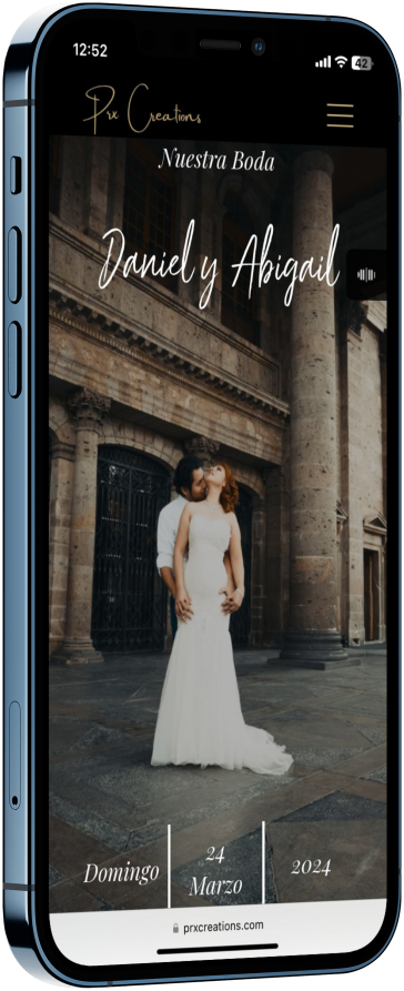 Mockup de un teléfono con una invitación para boda