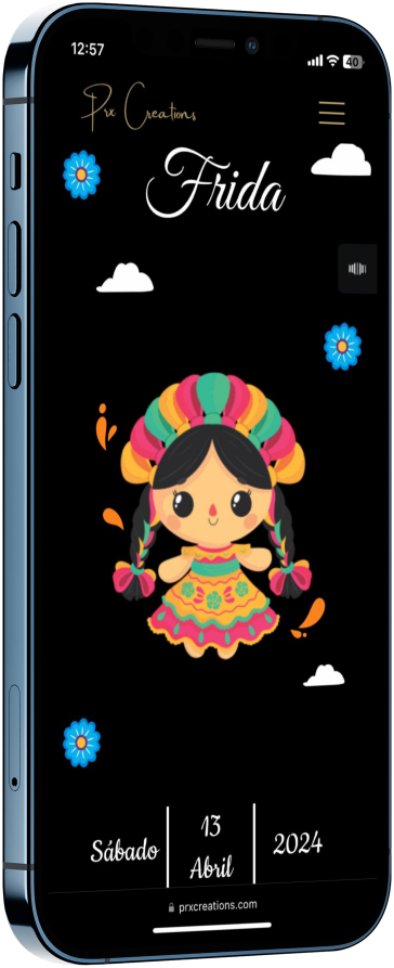 Mockup de un teléfono con una invitación para xv años