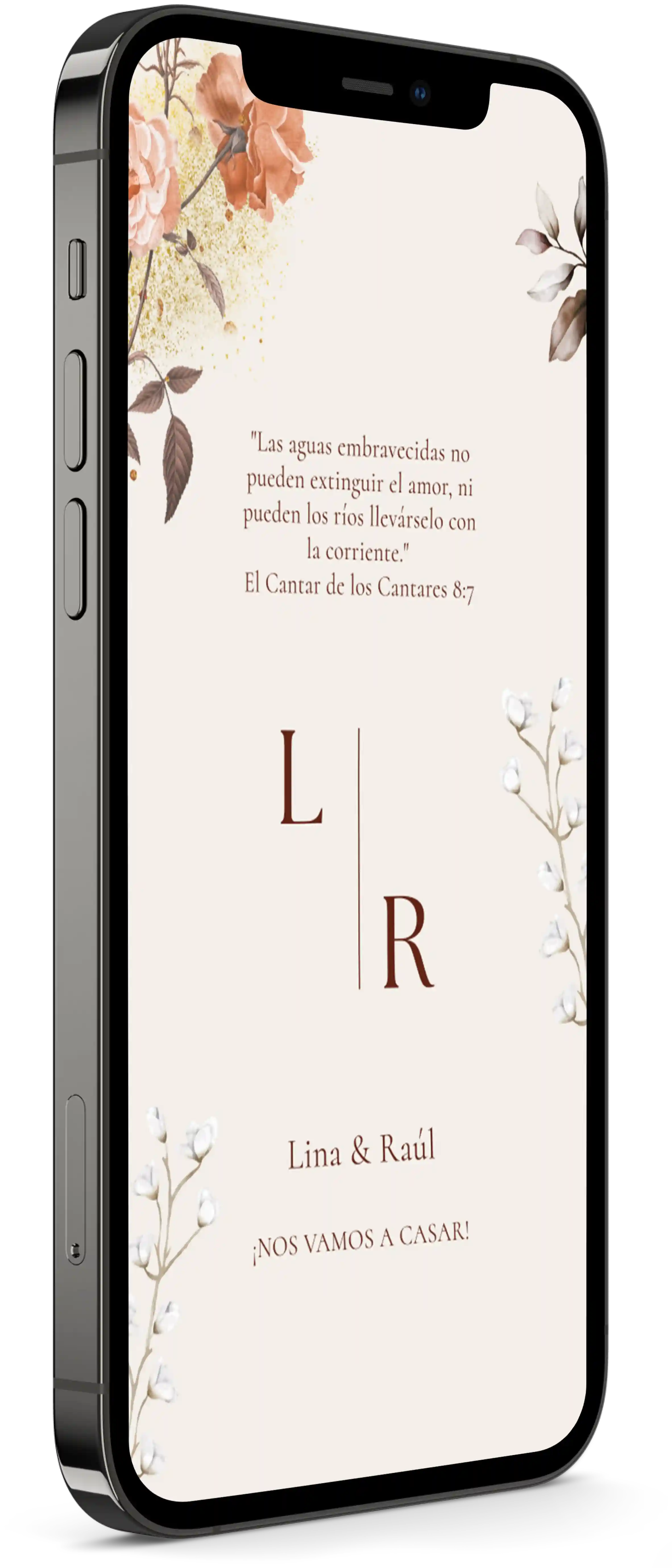 Mockup de un teléfono con una invitación para boda