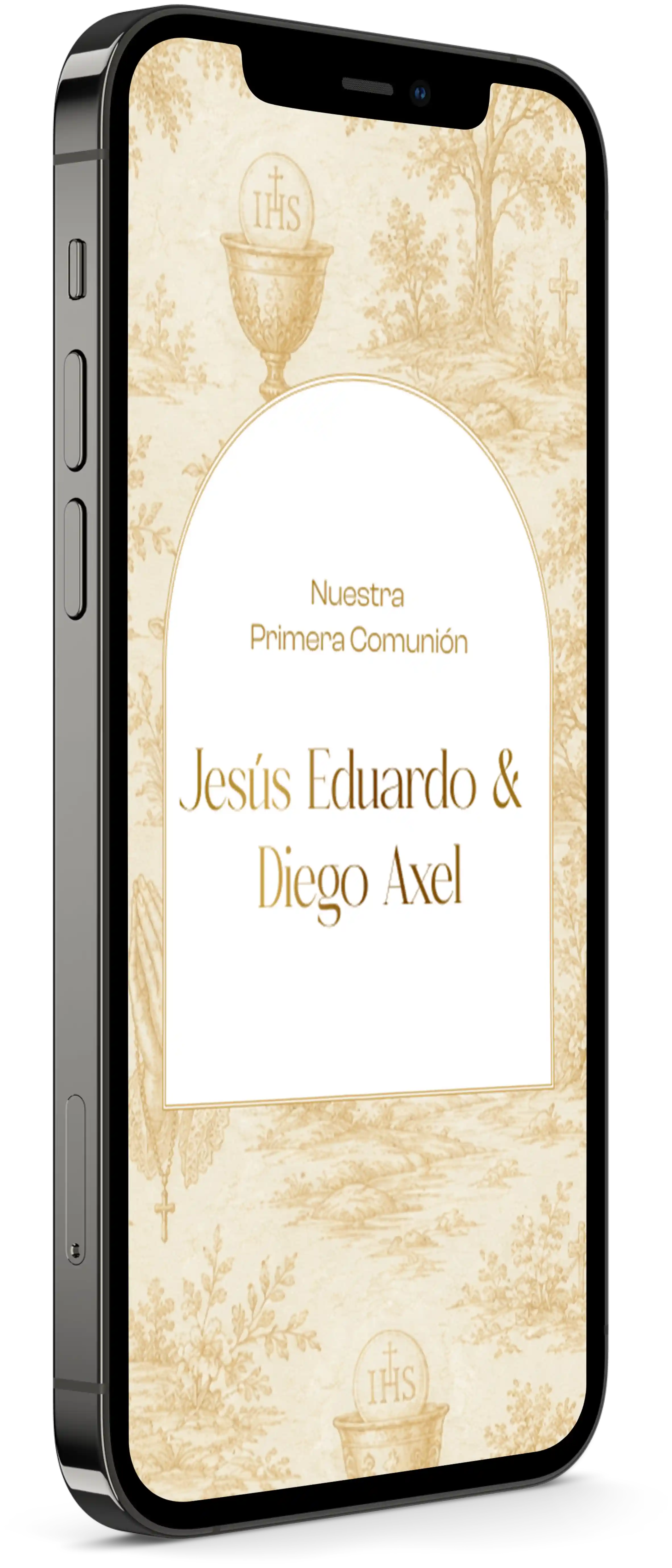 Mockup de un teléfono con una invitación para boda