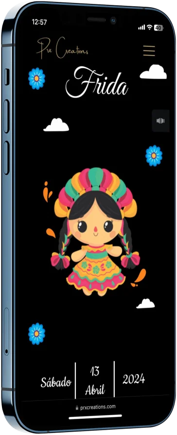 Mockup de un teléfono con una invitación para xv años